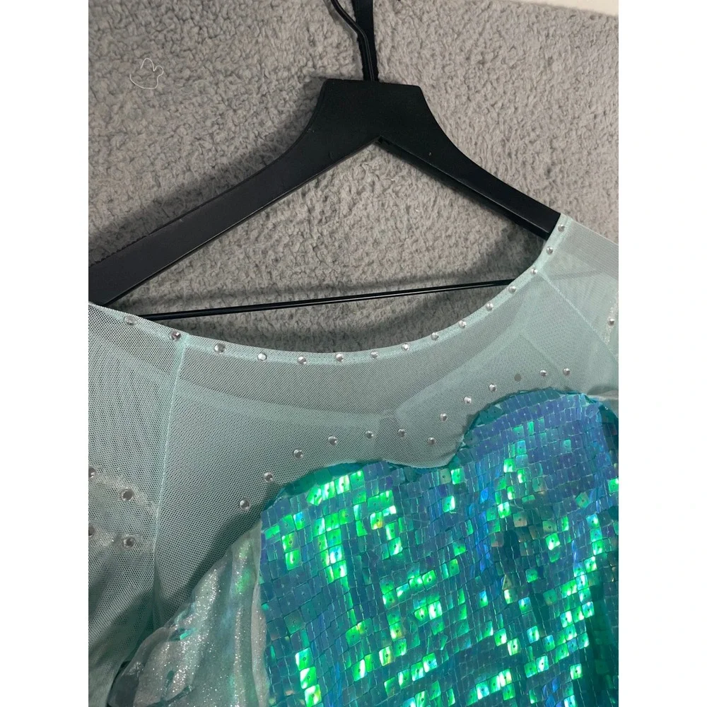 Disney Chasing Fireflies Elsa Costume Girls XL 14-16 Frozen Blue Sequin Dress